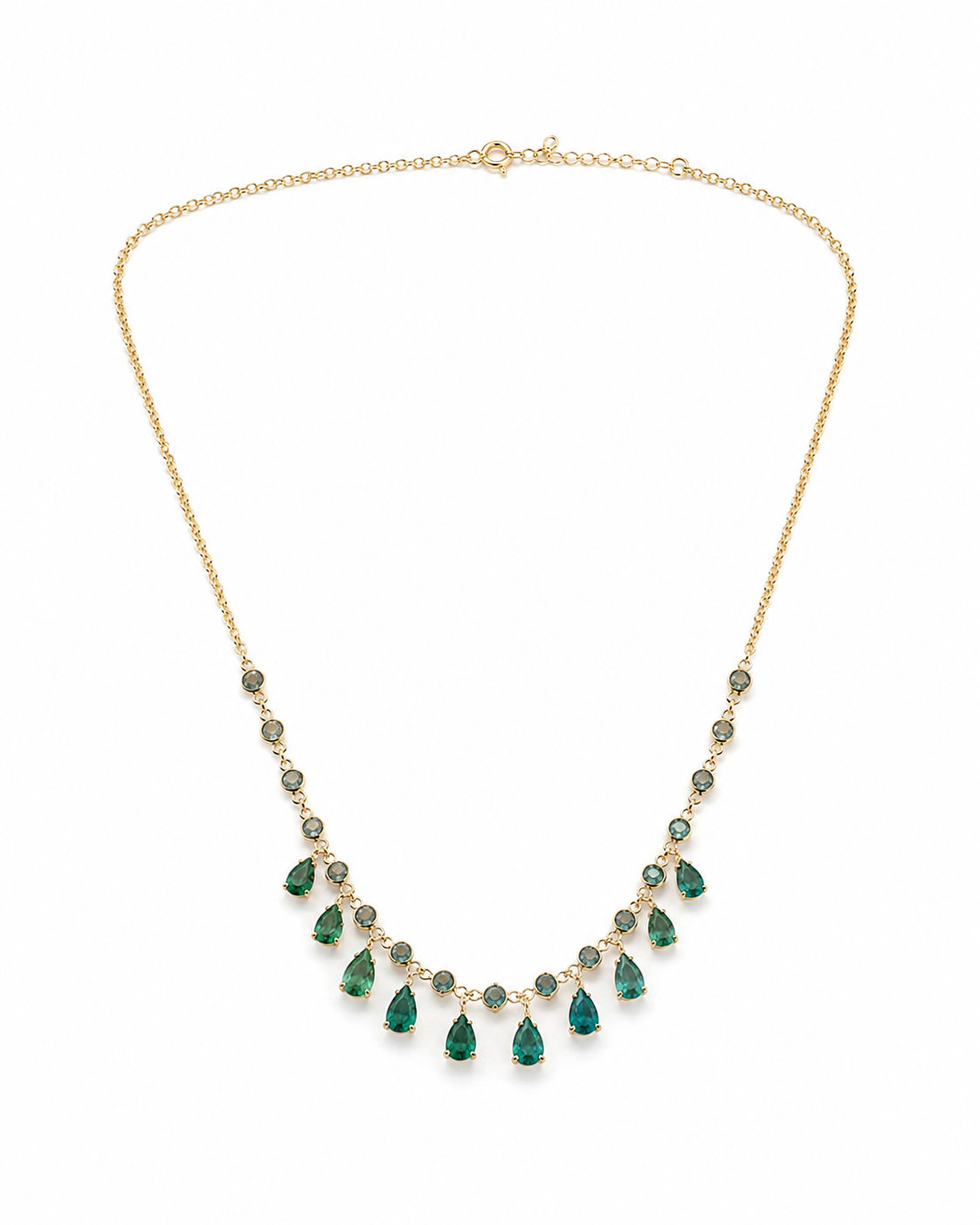 Pear Shape Aqua and Emerald Necklace (2)
