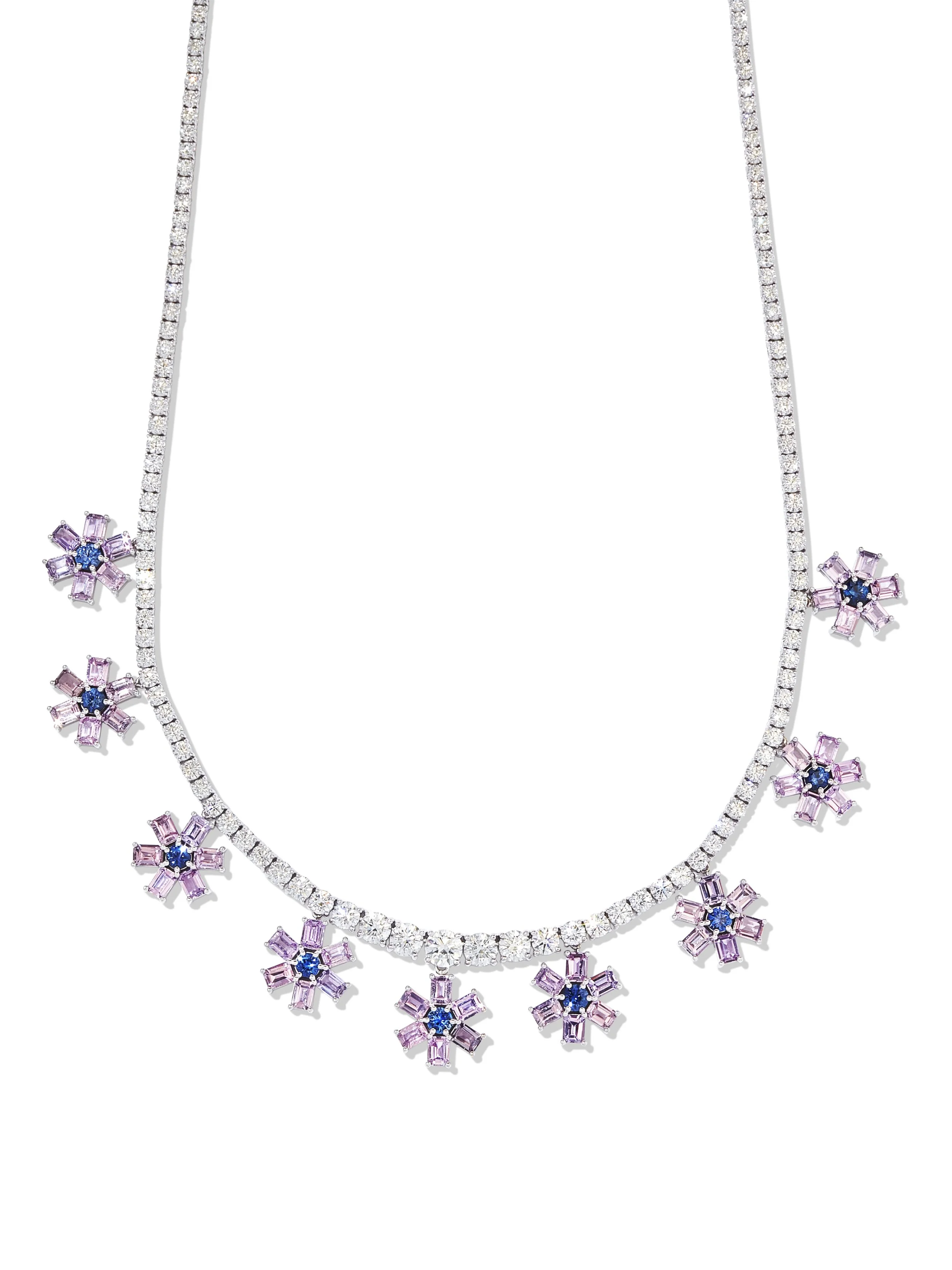 Amethyst Diamond Flower Necklace