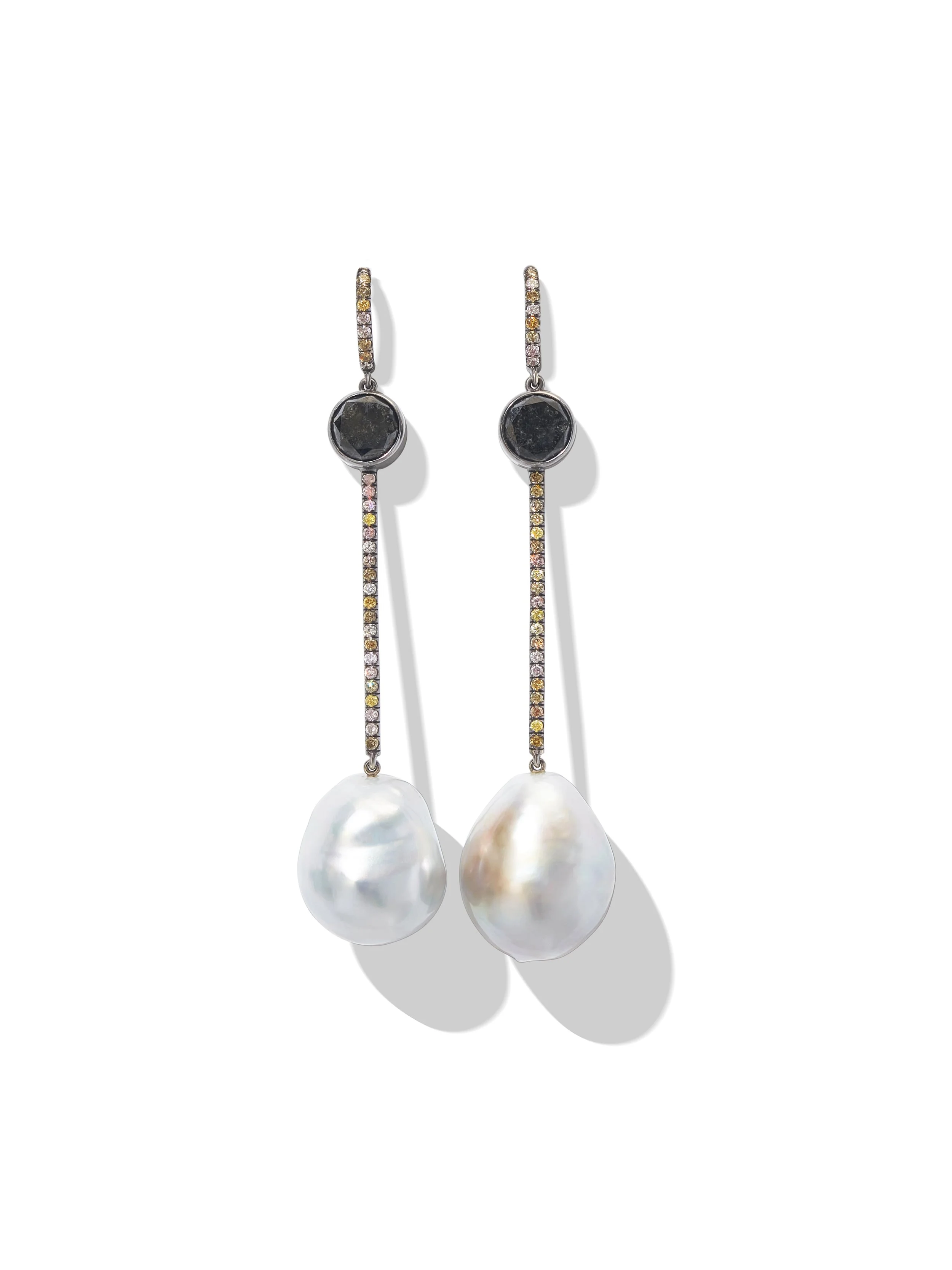 Black Diamond and Tahitian Pearl Earrings