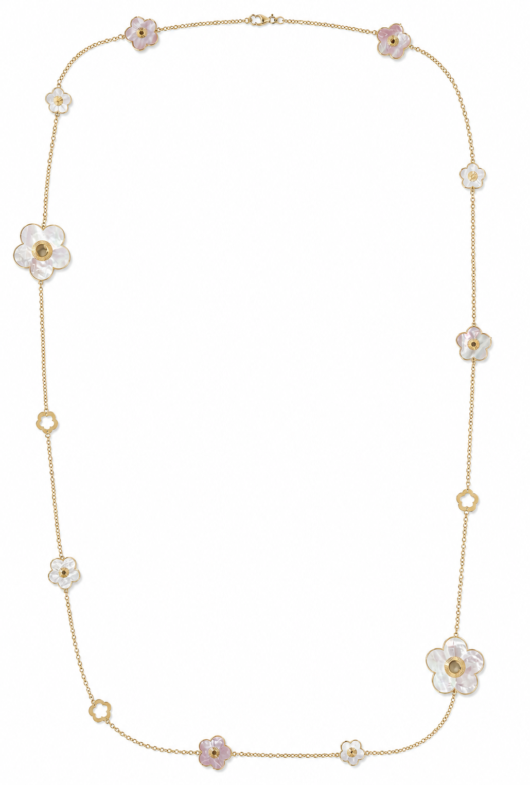 Pink and White Mother Of Pearl Flower Necklace