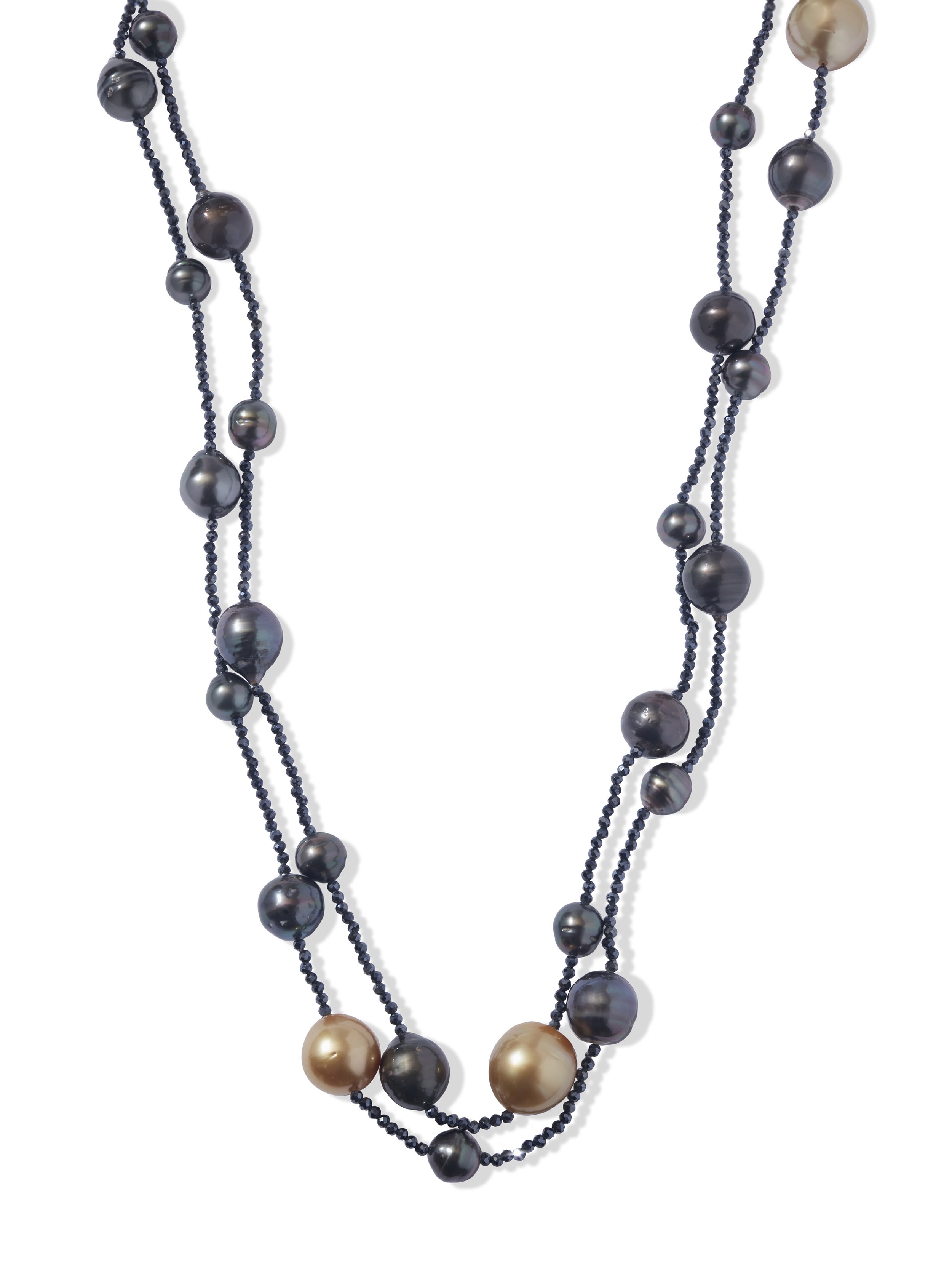 Black Spinel and Black Pearl Necklace