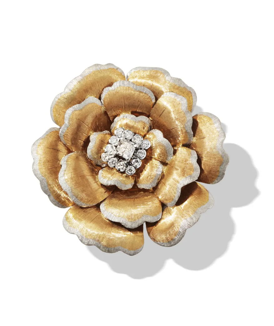Camellia Diamond Flower Brooch
