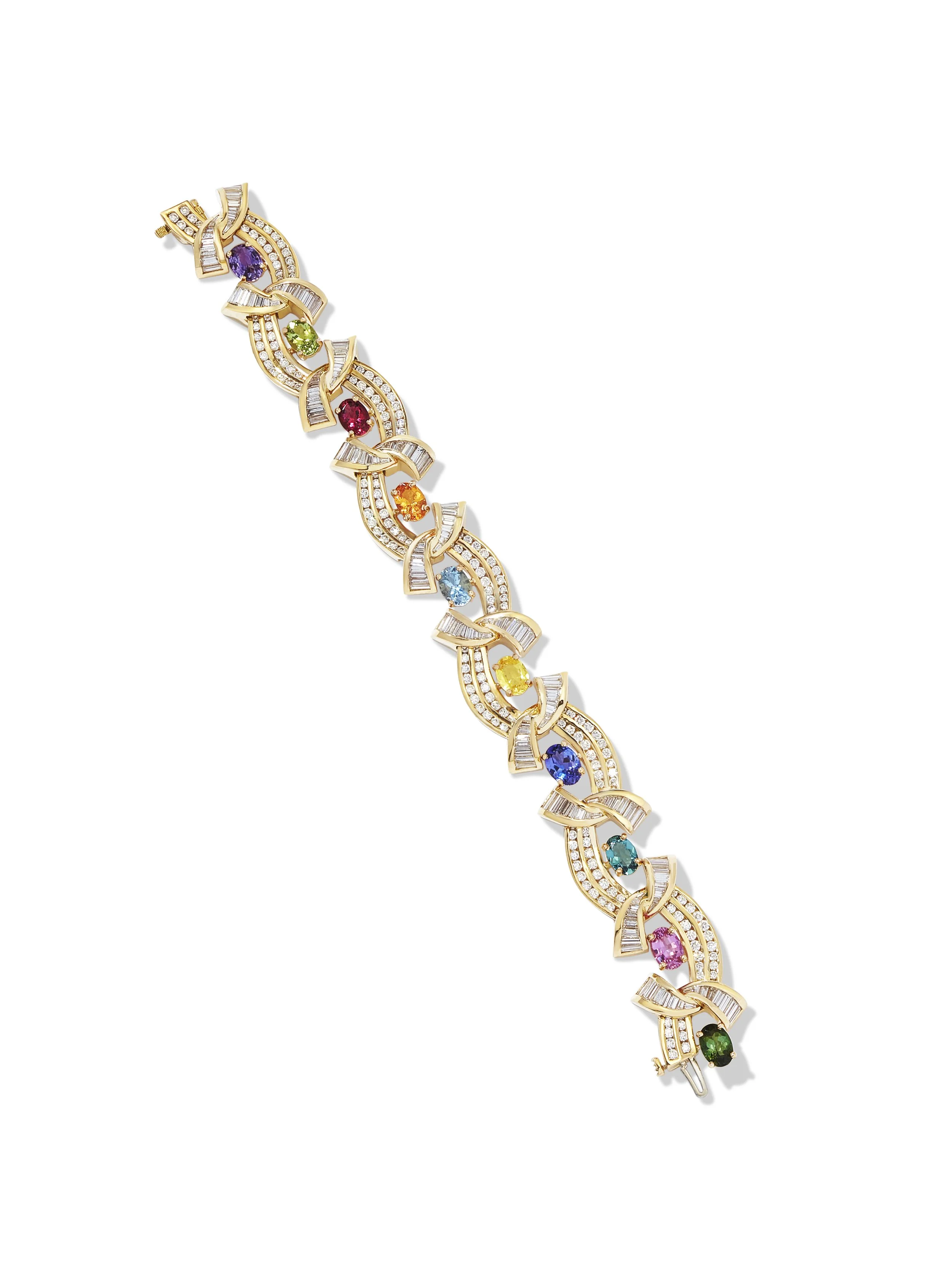 Gold Link Bracelet with Stones