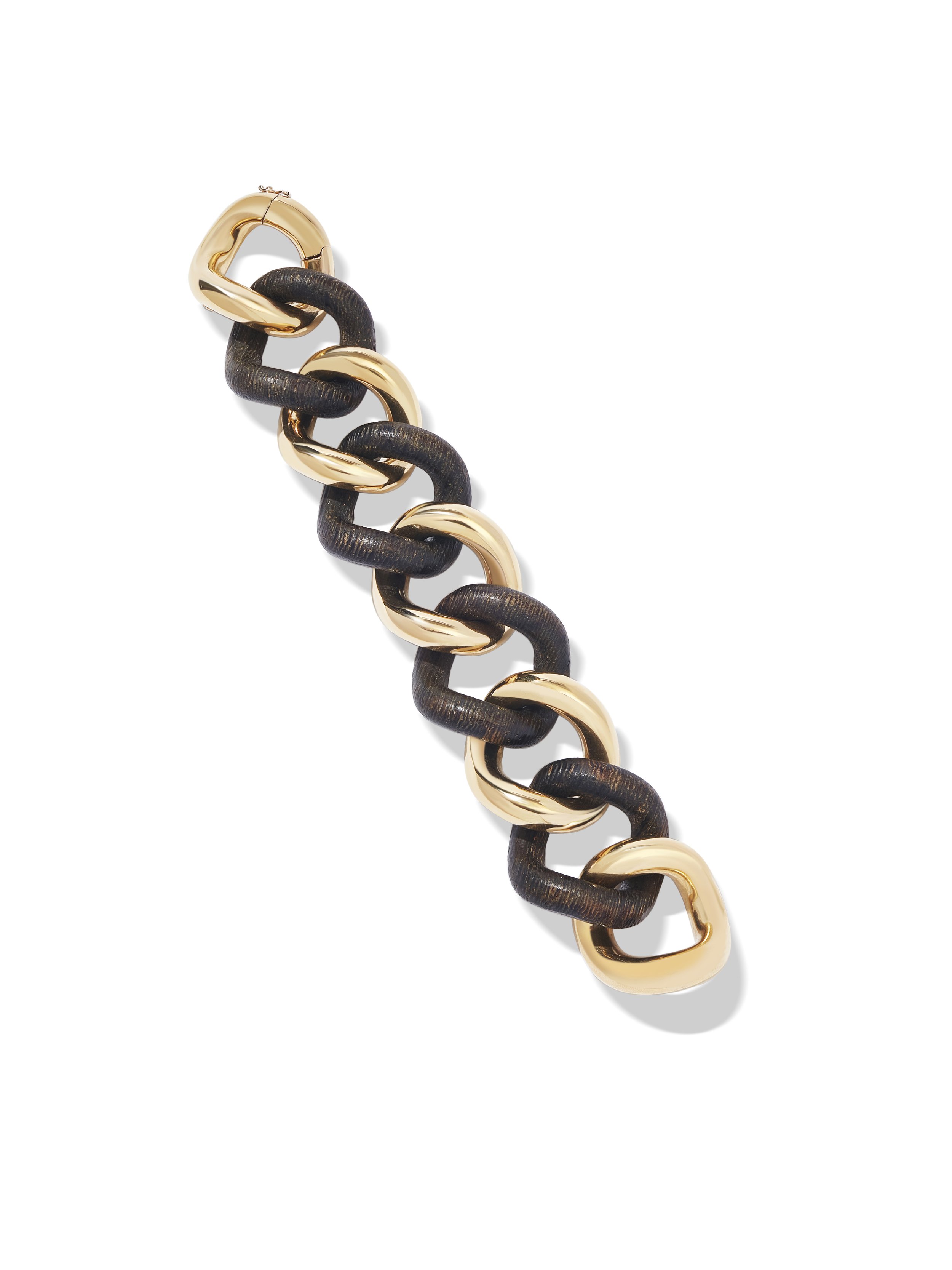Large Ebony and Gold Link Bracelet