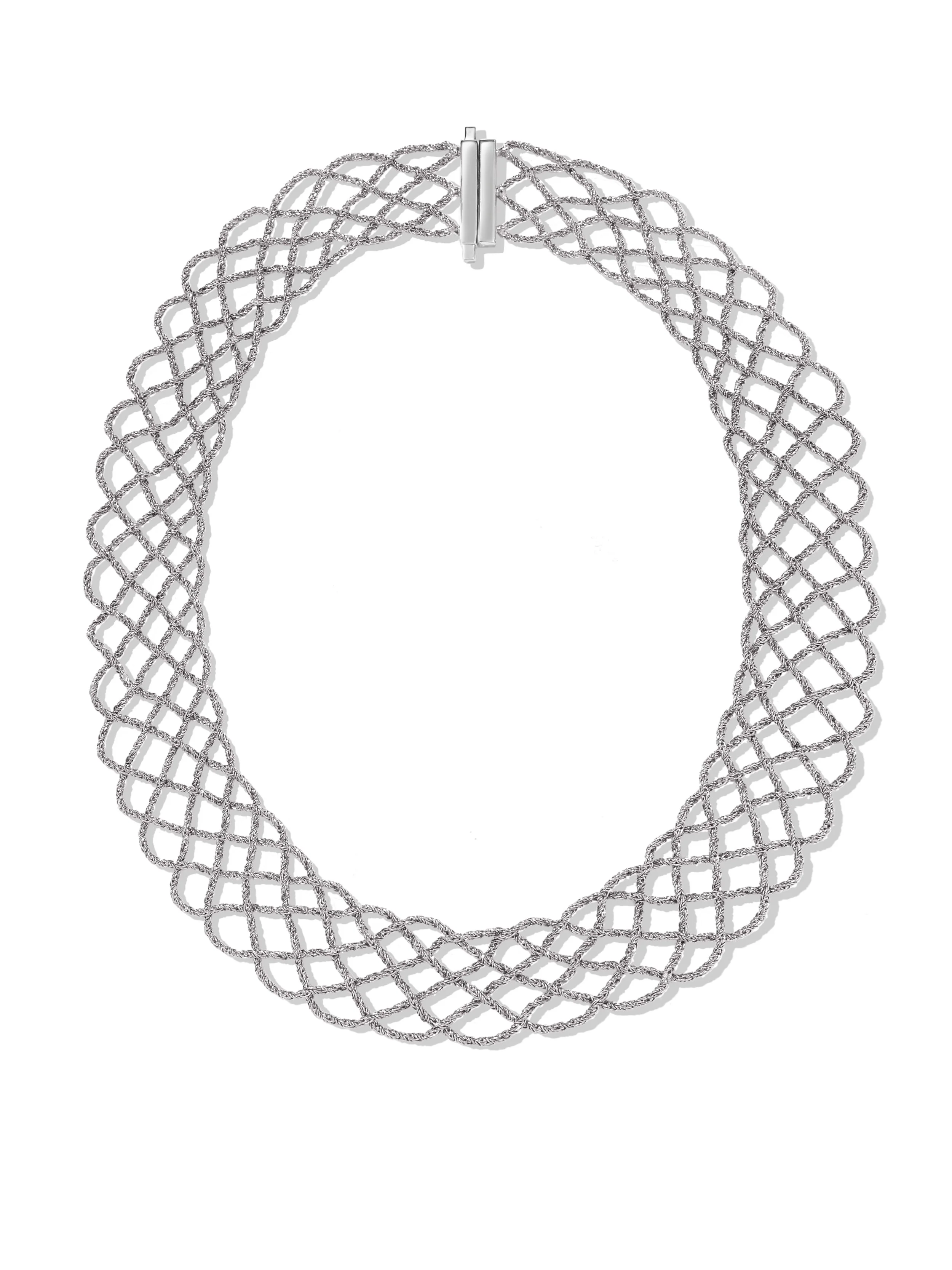 White Gold Mermaid Net Necklace