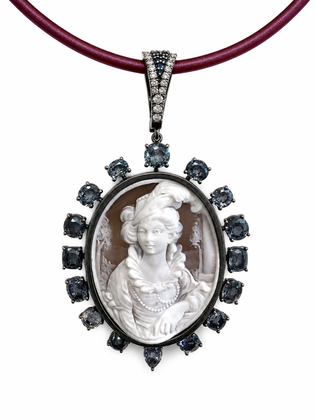 Antique Cameo Pendant Encrusted - ON FLOOR
