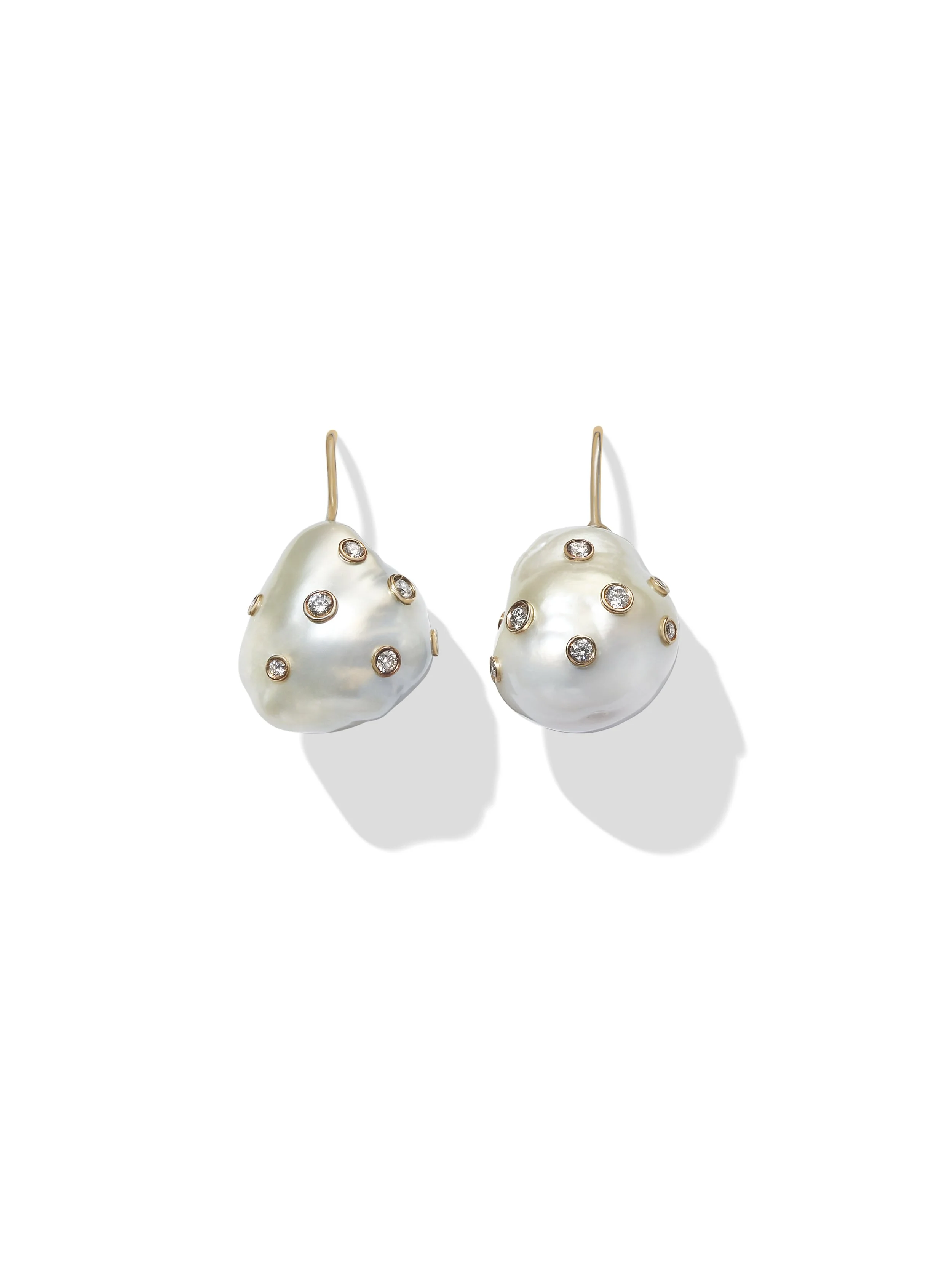 Raw Pearl Earrings with Diamonds