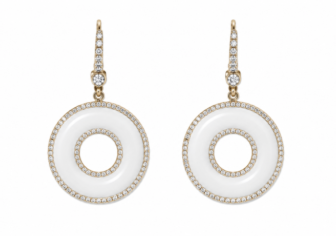 Carved Onyx Circle Earrings