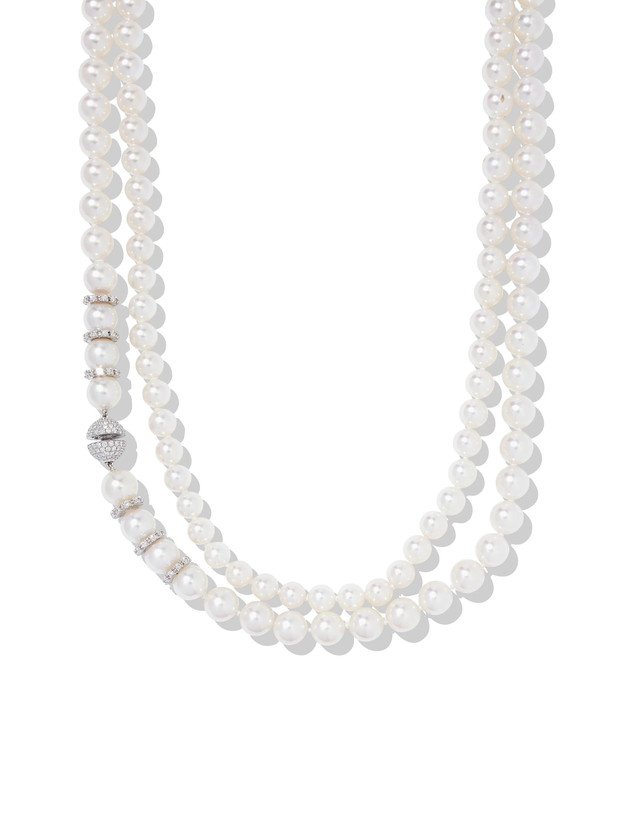 Very Long White Pearl Necklace