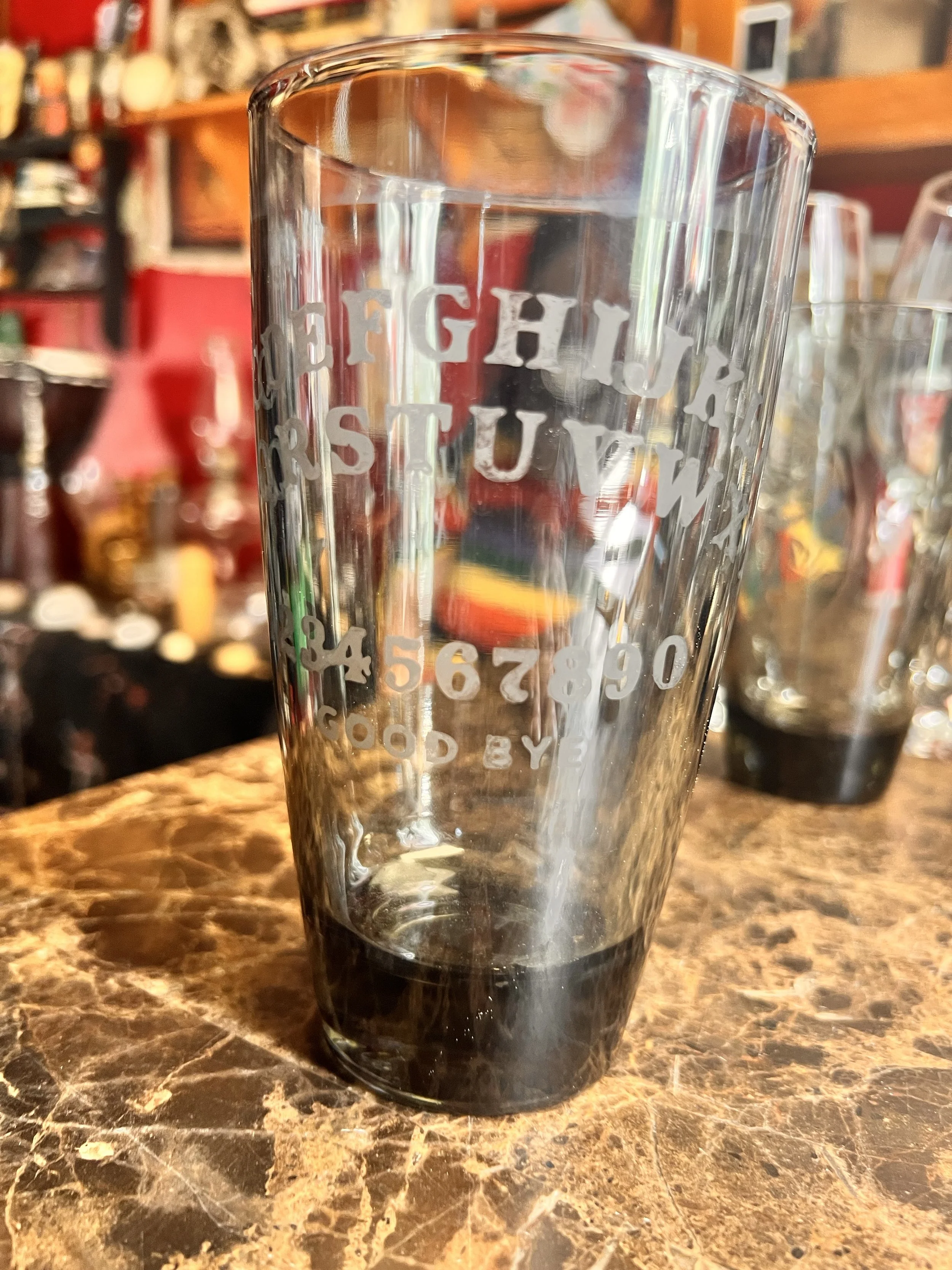 Etched Ouija Board Drinking Glass