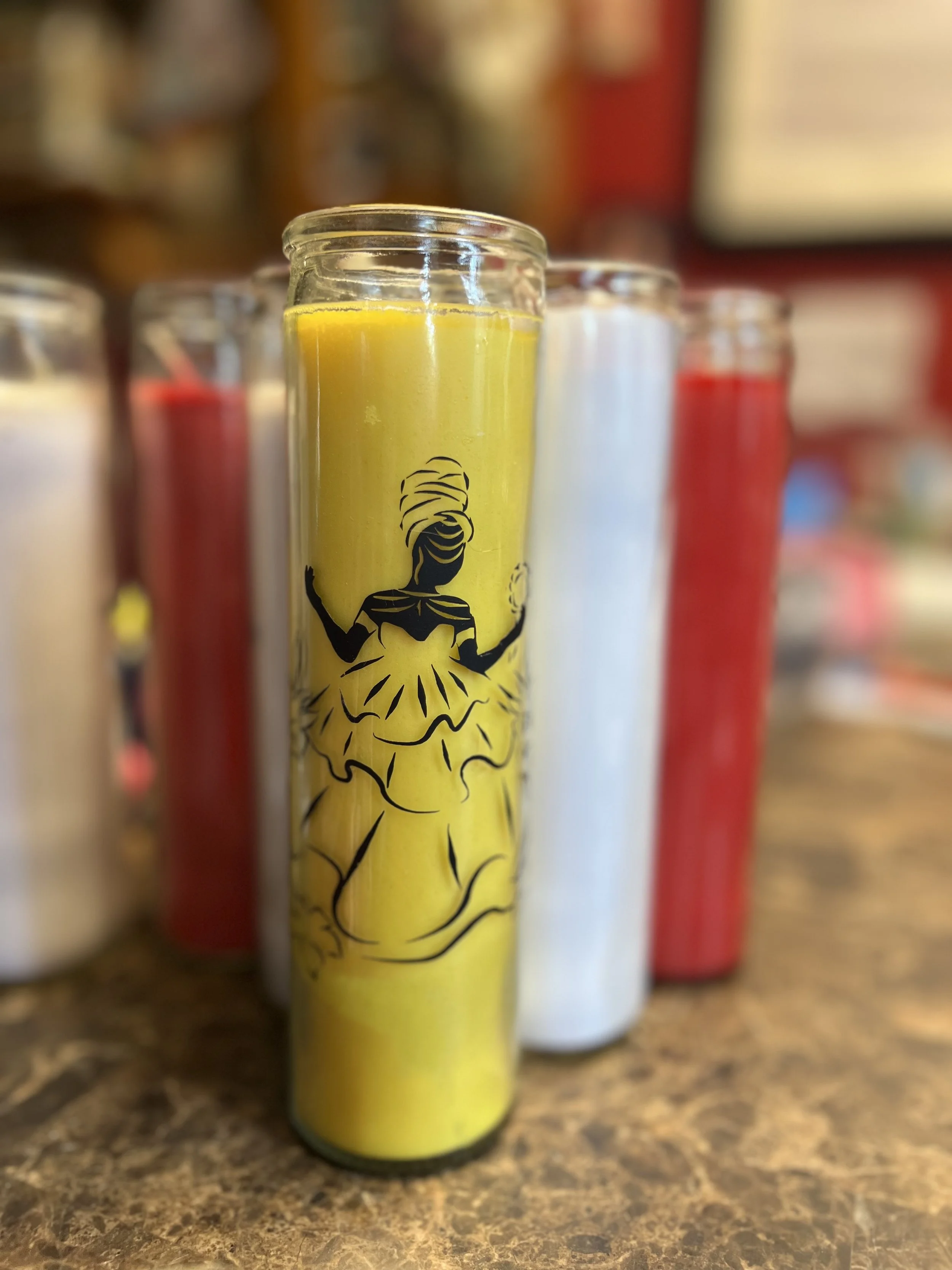 Oshun Glass Altar Candle