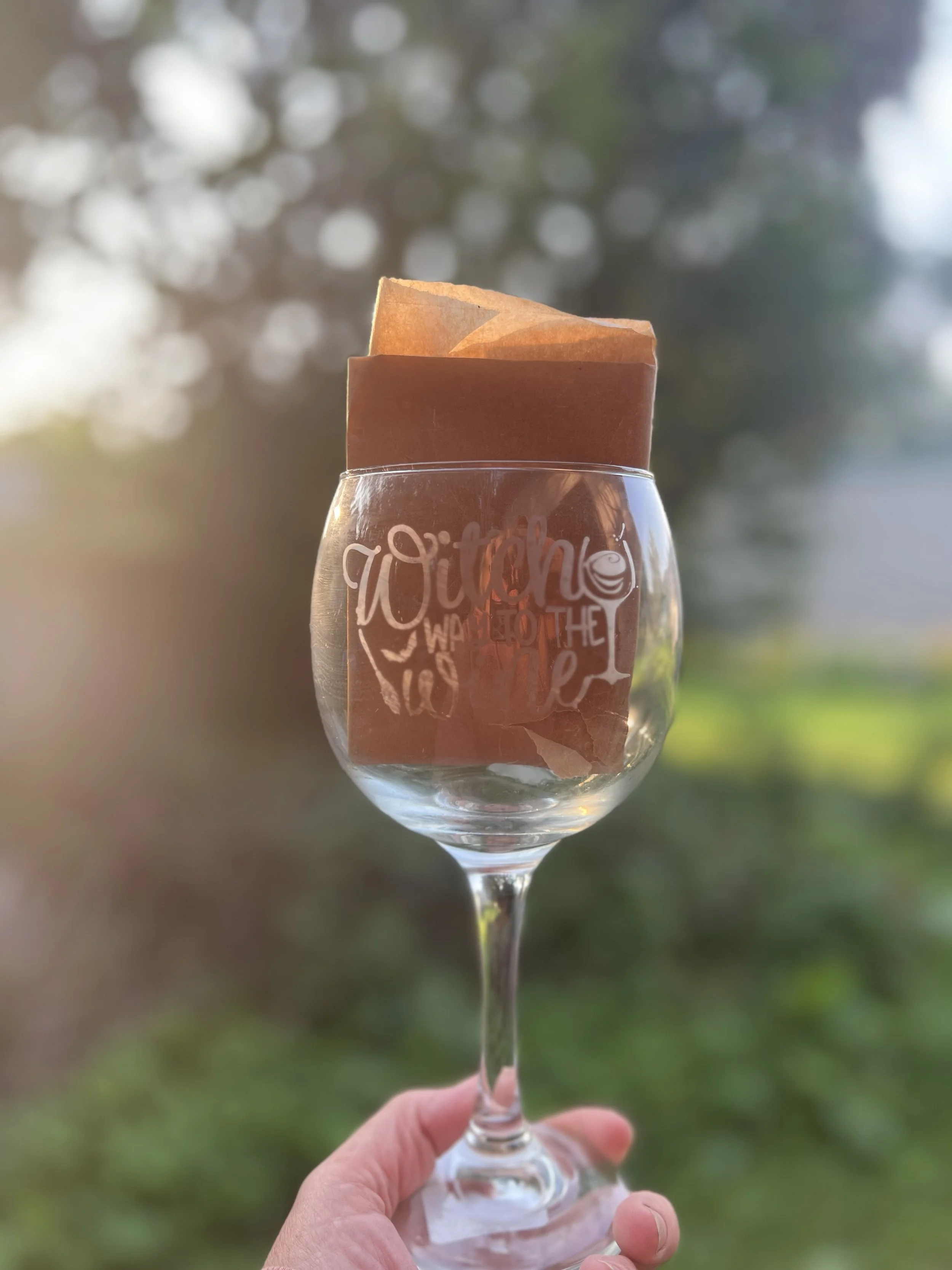 Witch Way to the Wine  Etched Wine Glass
