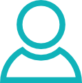 Ein minimalistisches, türkises Icon einer Person