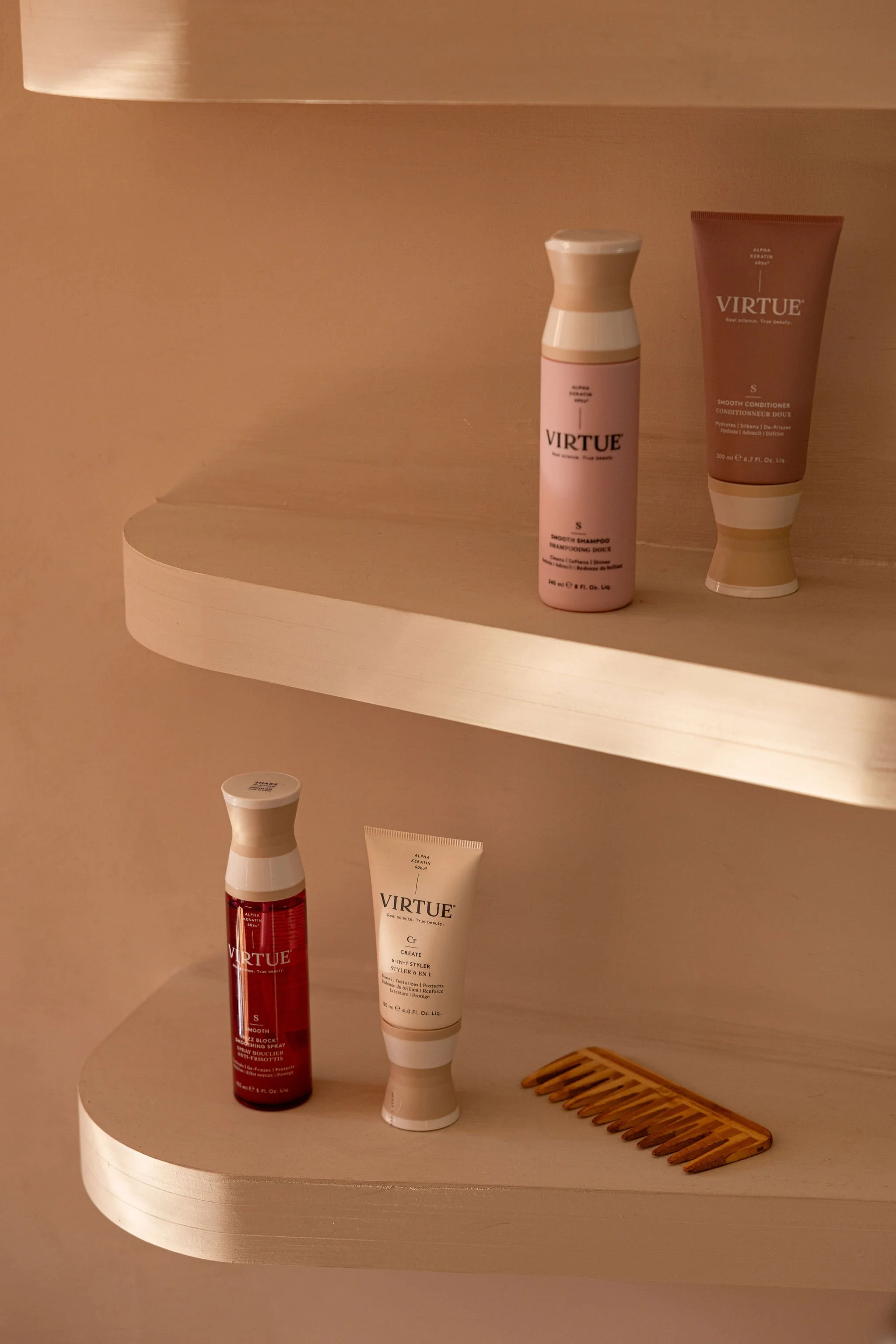 Salon Billy retail shelf with haircare products.