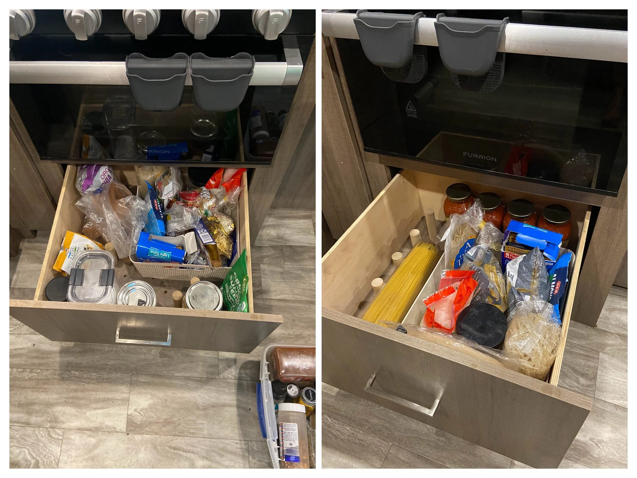 RV kitchen drawer in Conroe, TX | before and after