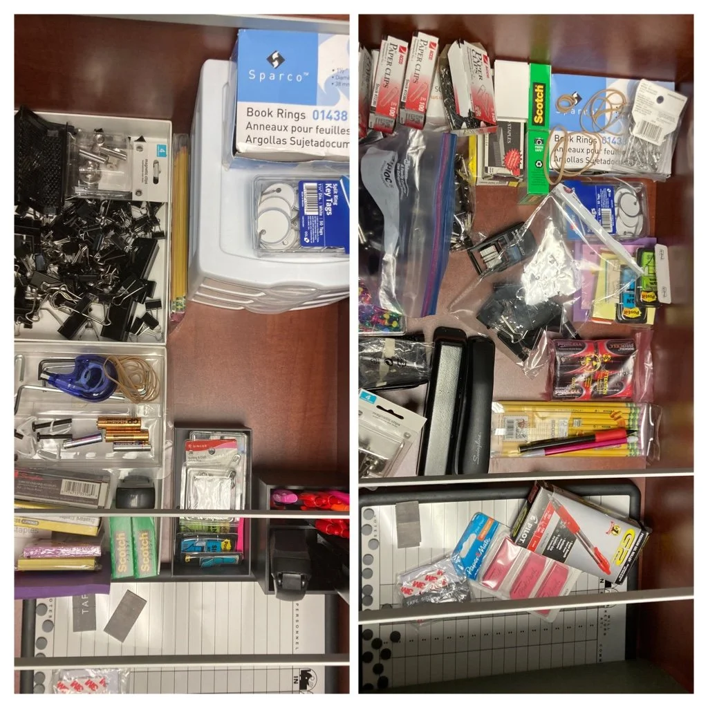 office drawer before and after organization