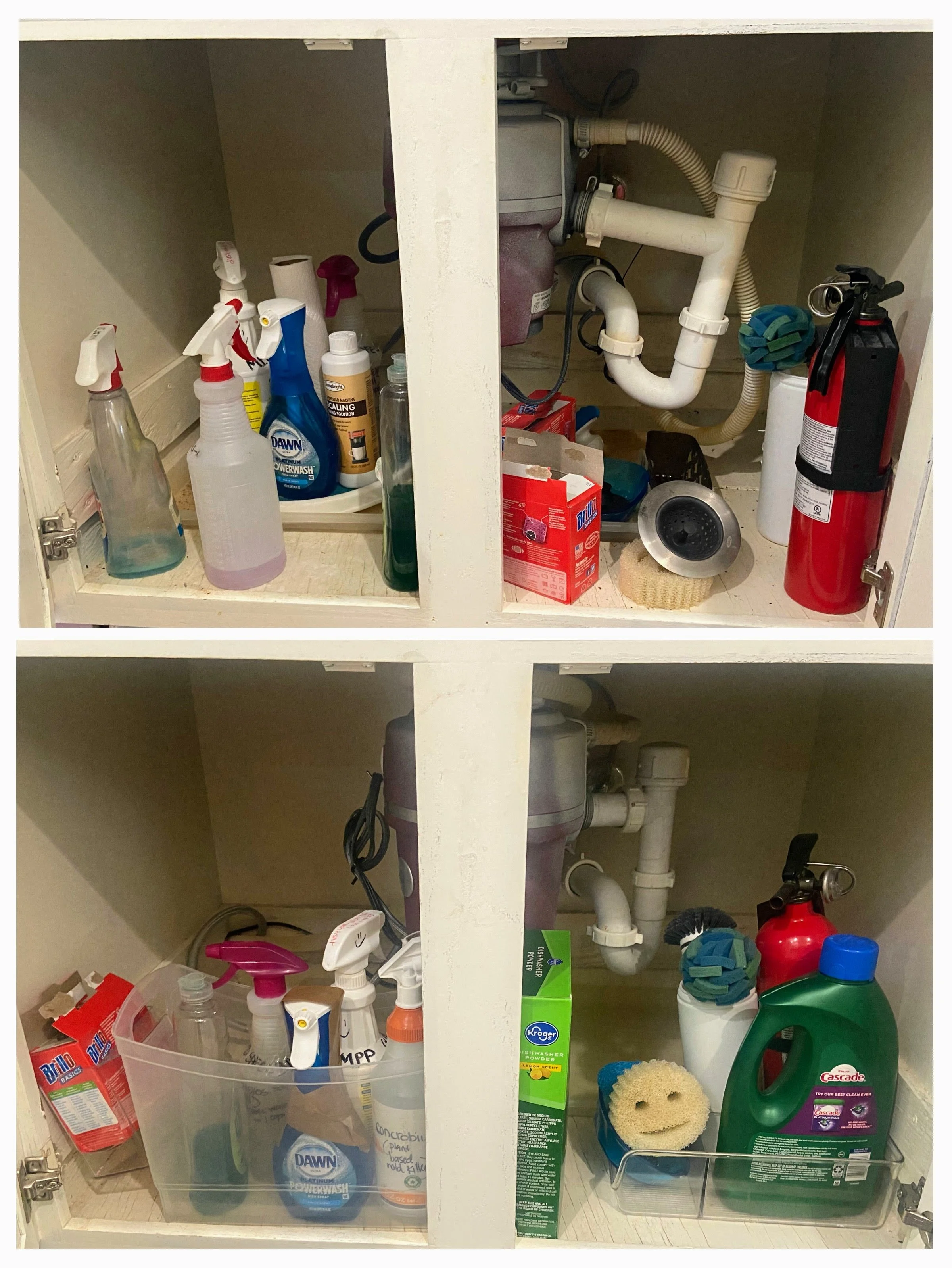 under kitchen sink | before and after