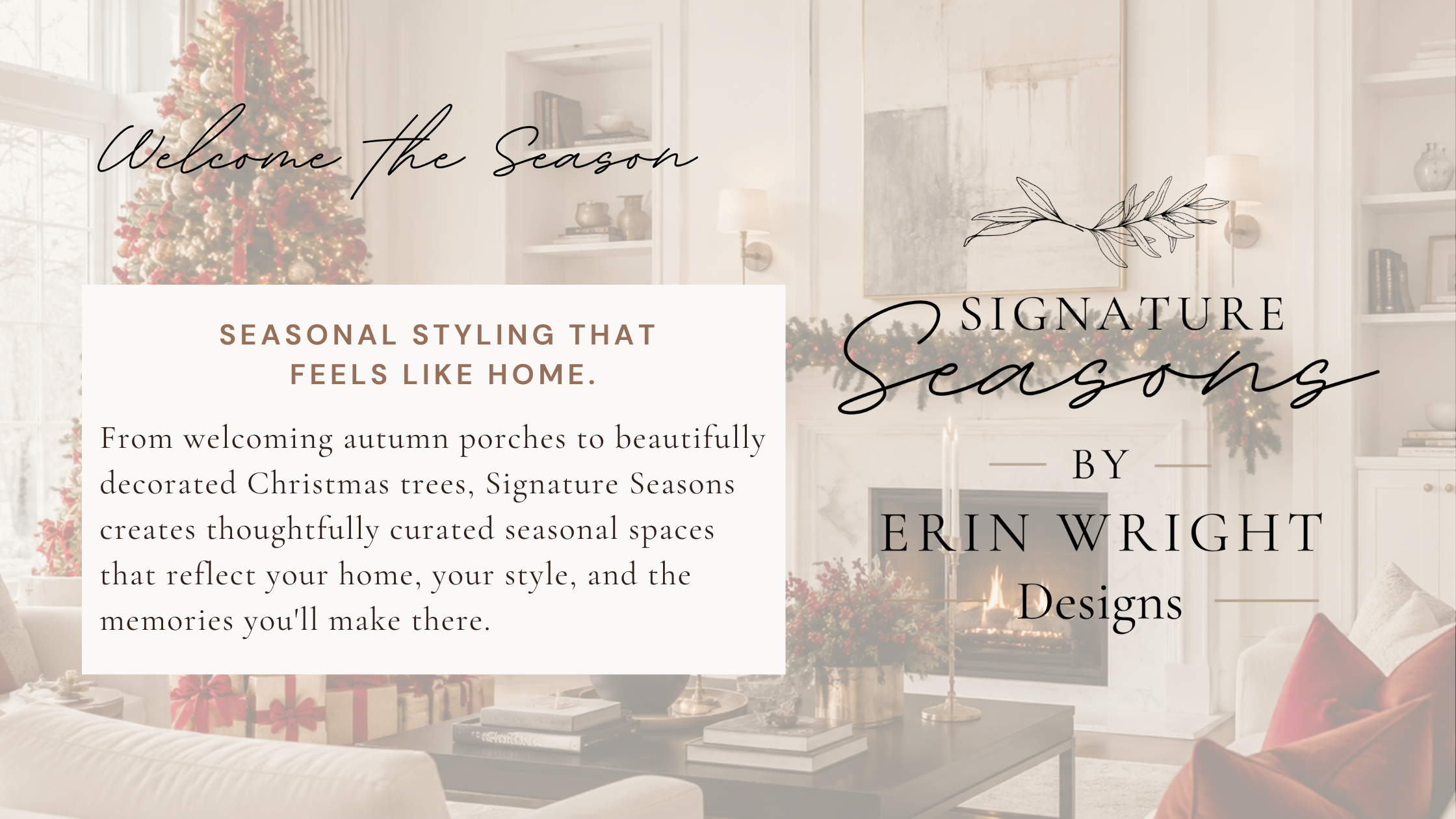 Luxury Christmas tree installation in a modern white living room featuring custom holiday décor and elegant seasonal styling.