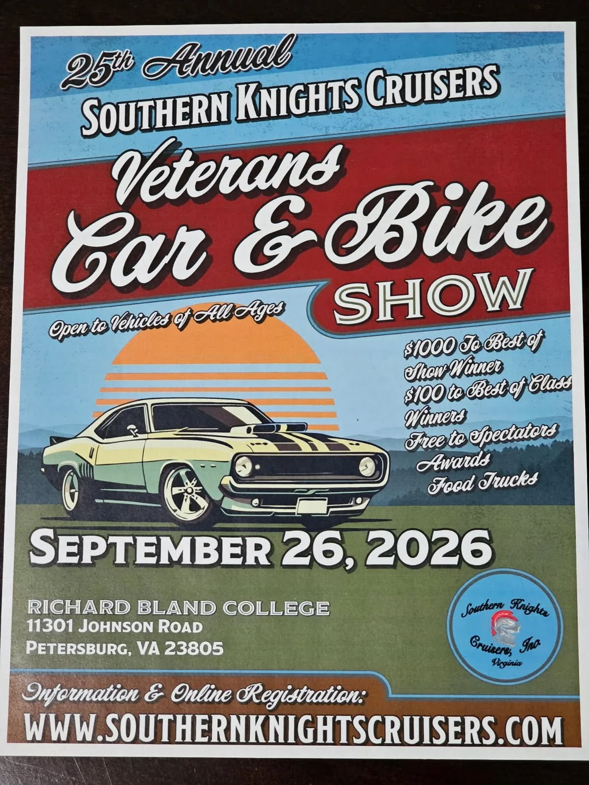 25th Southern Knights Cruisers Veterans Car & Bike Show