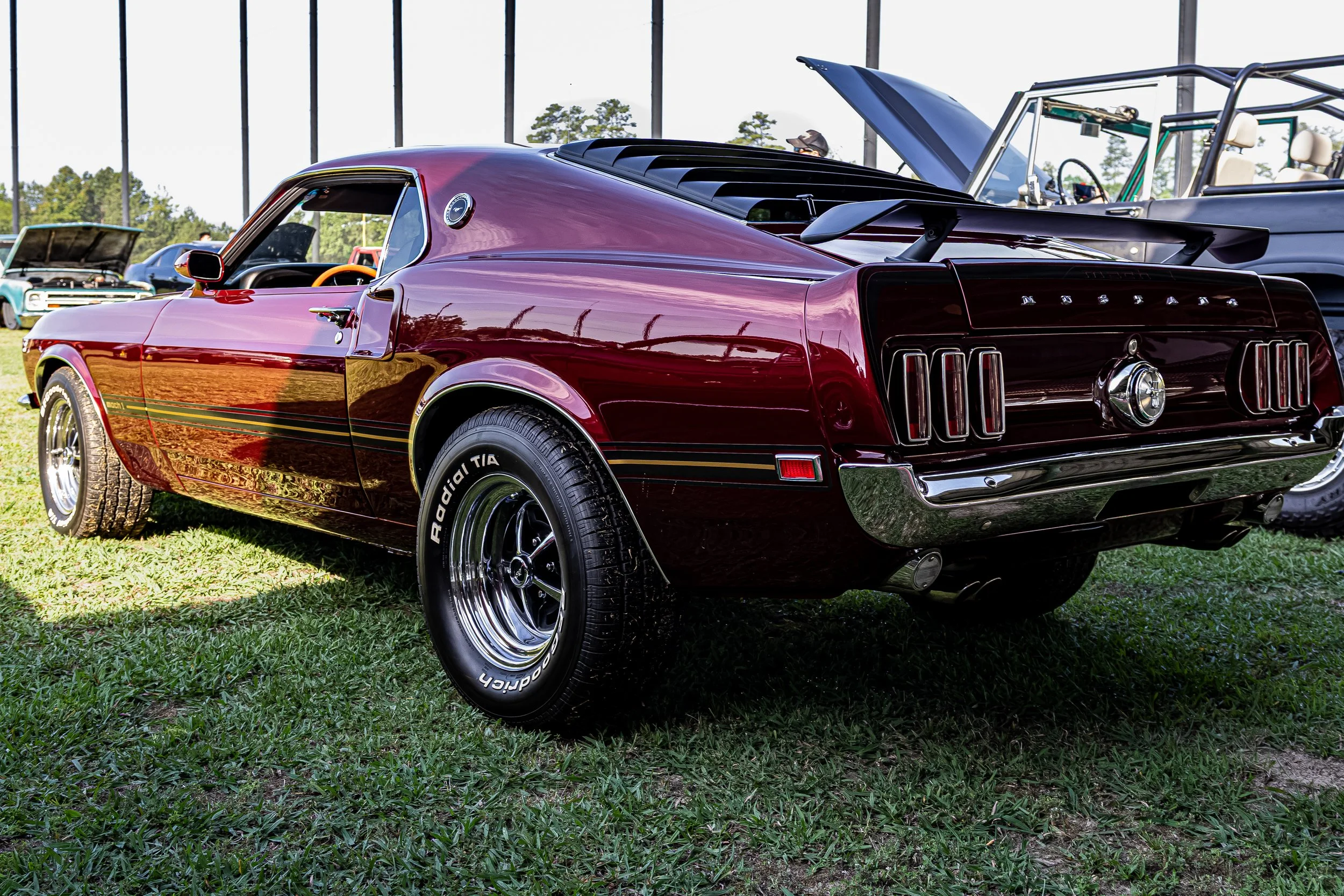 There’s nothing quite like the energy of an outdoor car show, but this classic red Ford Mustang completely stole the spotlight. It just exudes pure American muscle. Even surrounded by a background full of incredible vintage rides, it's the one that m