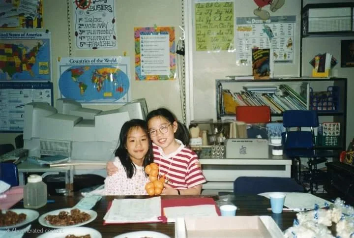 Dr. Cassie Lopez-Jeng with her best friend at Novi Woods.
