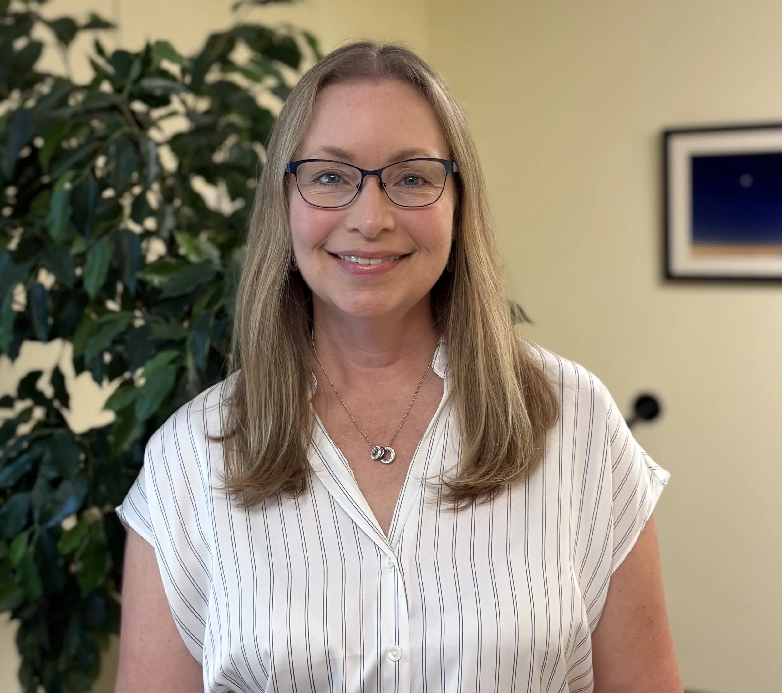Devon Donohue, therapist, in her office in Rye, NH