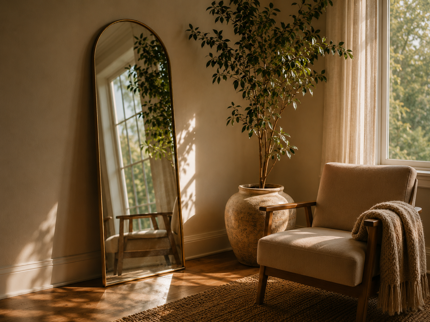 Window seat creating a peaceful environment for reflection