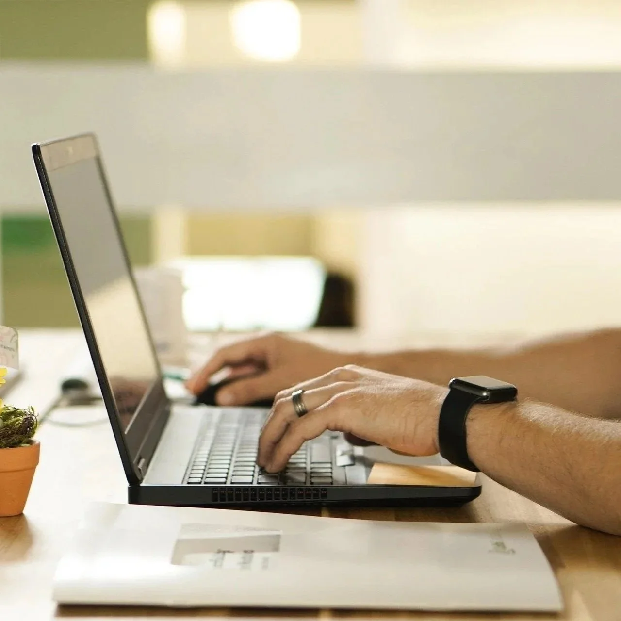 Person working on a laptop
