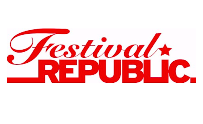Logo for Festival Republic in red text with a star, featuring a stylized cursive font for 'Festival' and bold block letters for 'REPUBLIC'.