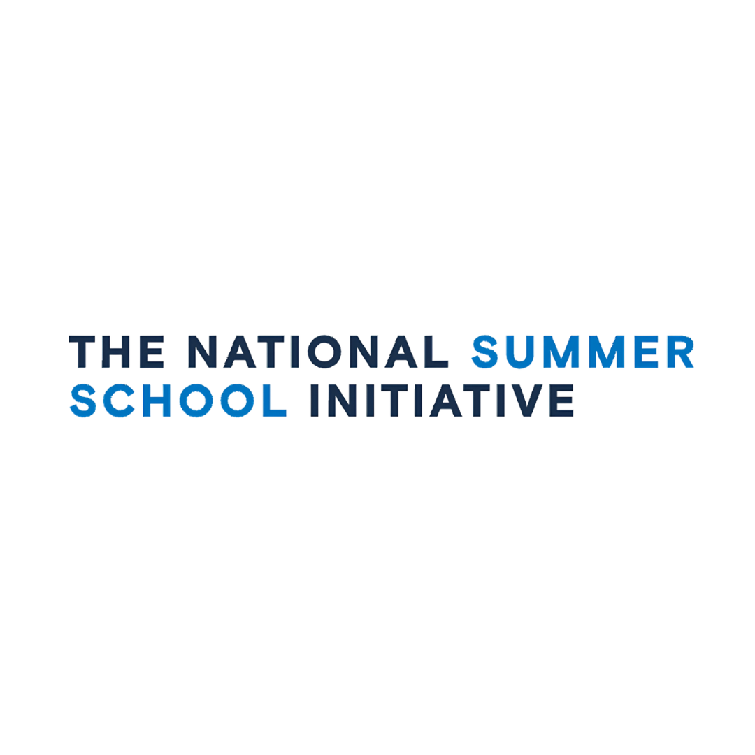 Text logo reading 'The National Summer School Initiative' in blue3D style font.