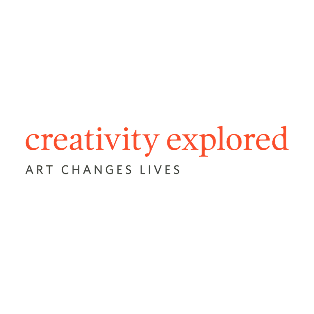 A logo with the words "creativity explored" in red 3D text and "ART CHANGES LIVES" underneath in smaller black text.