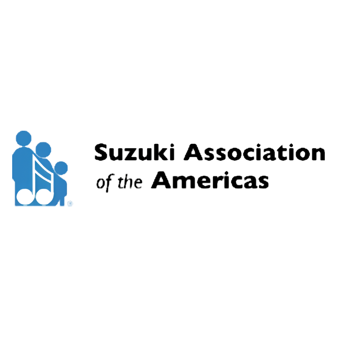 Suzuki Association of the Americas logo featuring three blue stylized figures connected by lines, with the organization's name in black text.