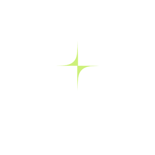 A white hand reaching out with a yellow-green star-shaped spark above it against a black background.