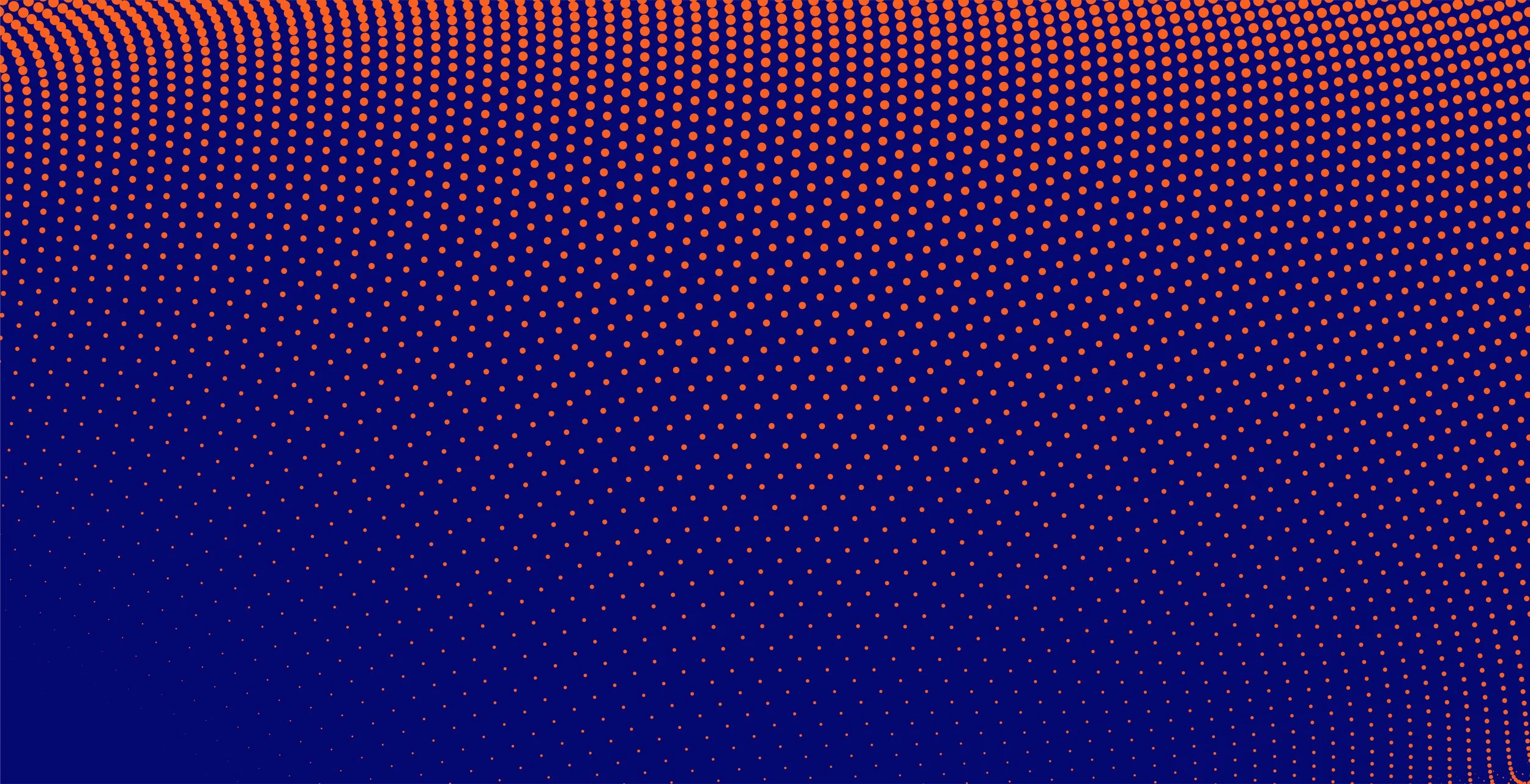 Pattern of evenly spaced orange dots on a dark blue background creating a gradient effect.