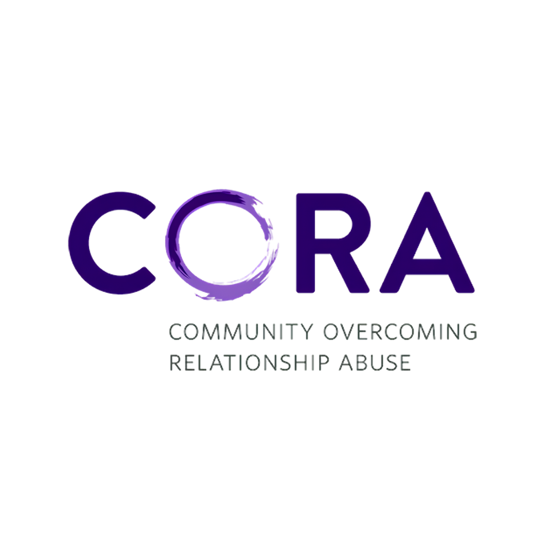 Logo for C.O.R.A. with the words Community Overcoming Relationship Abuse underneath.