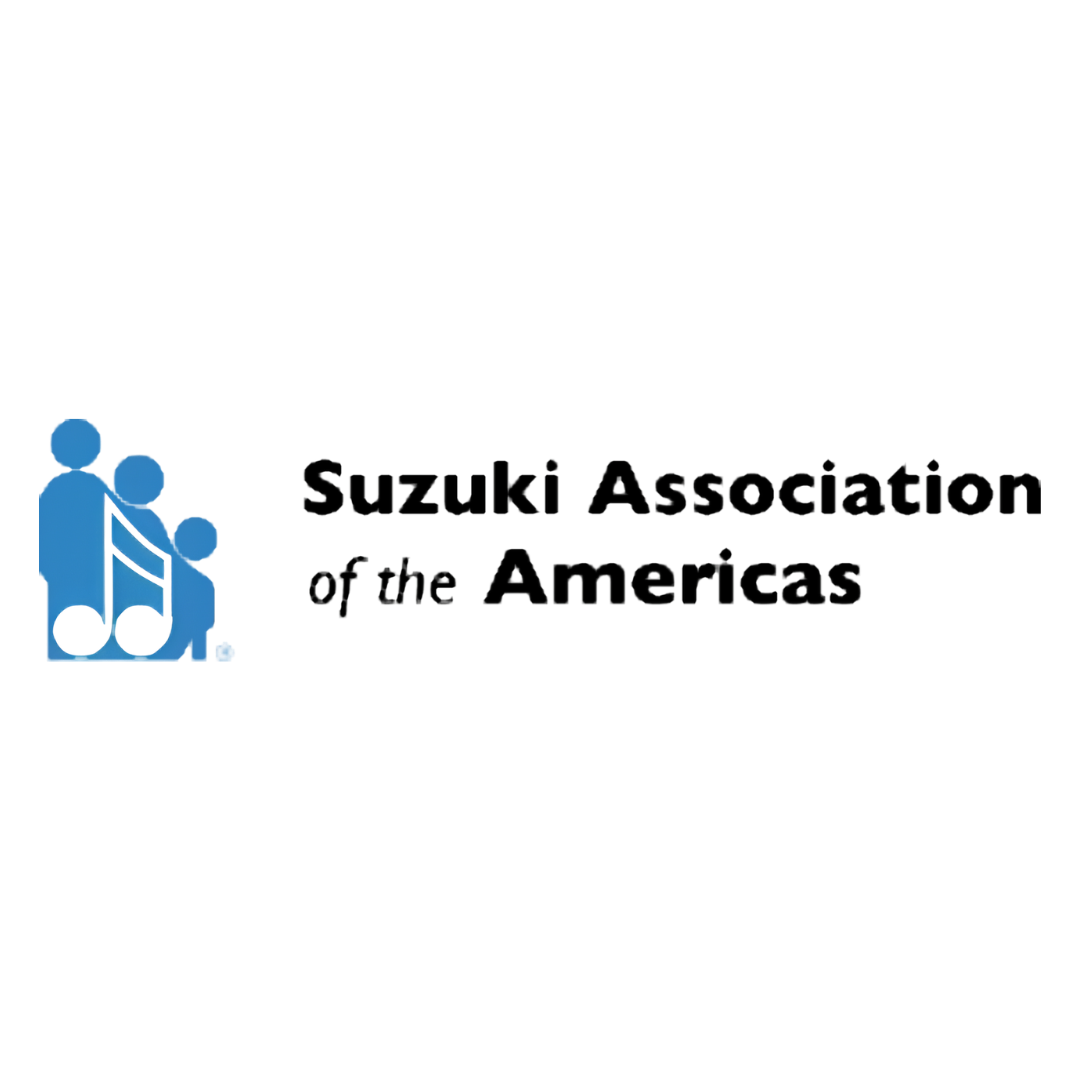 Logo for the Suzuki Association of the Americas featuring three stylized blue human figures, with the text "Suzuki Association of the Americas" in black.