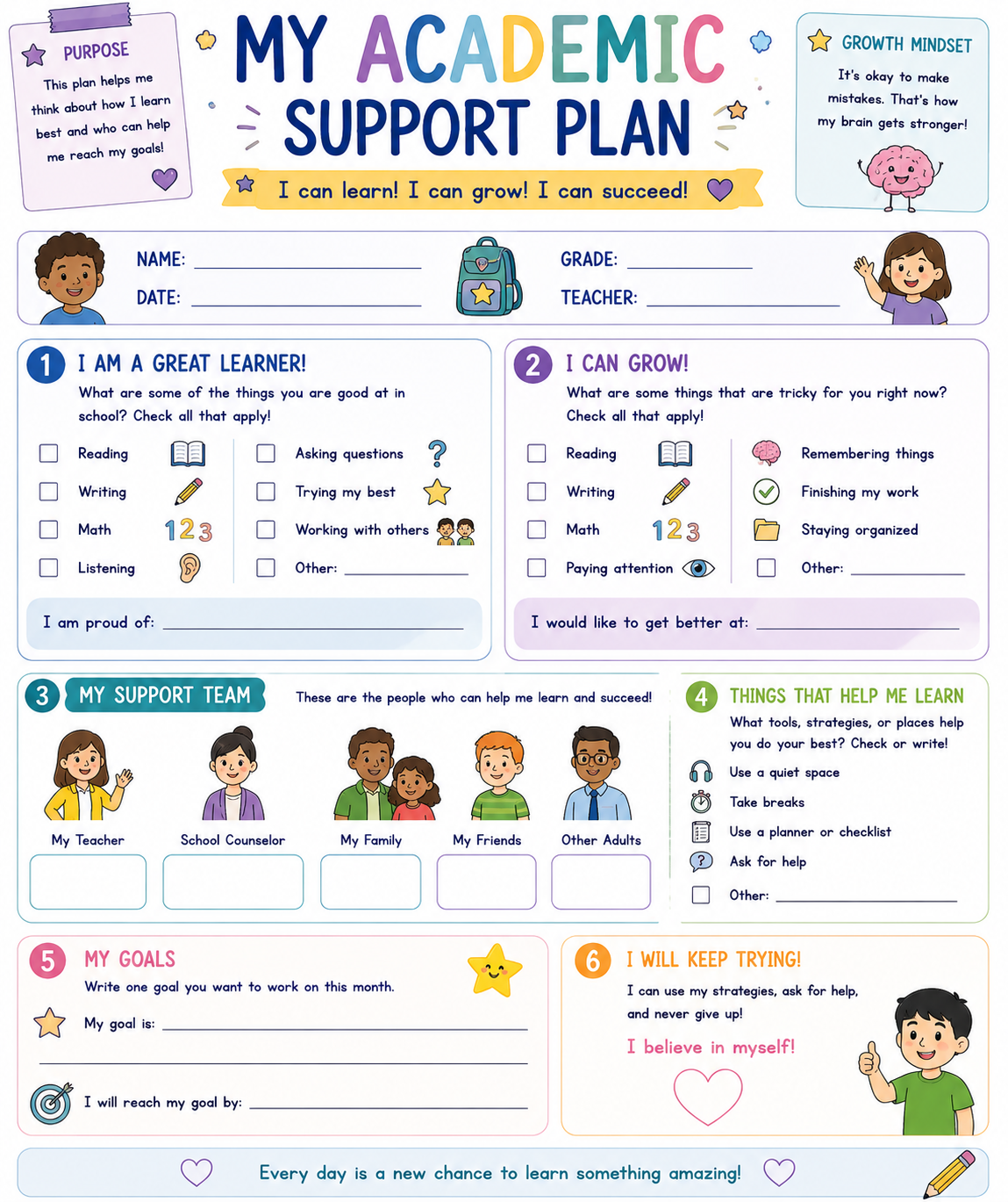 My Academic Support Plan (K-5)