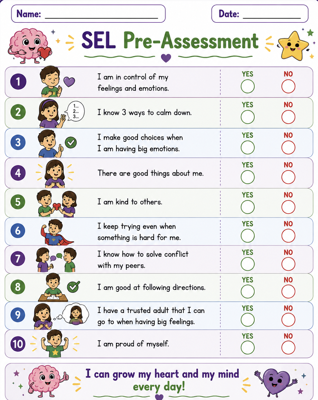 SEL Pre-Assessment Grades K-2