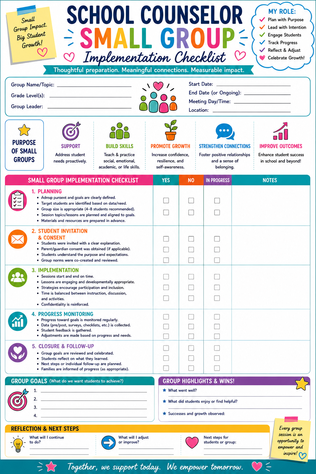 Small Group Implementation Checklist - For School Counselors