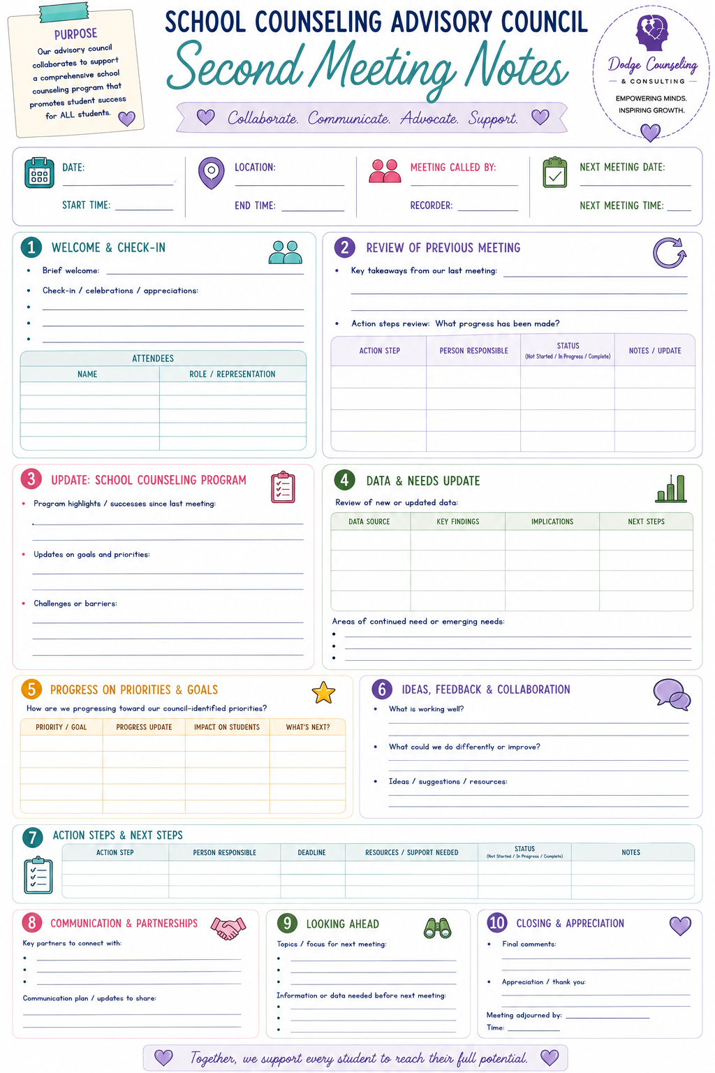 Advisory Council Meeting Template (Second Semester)