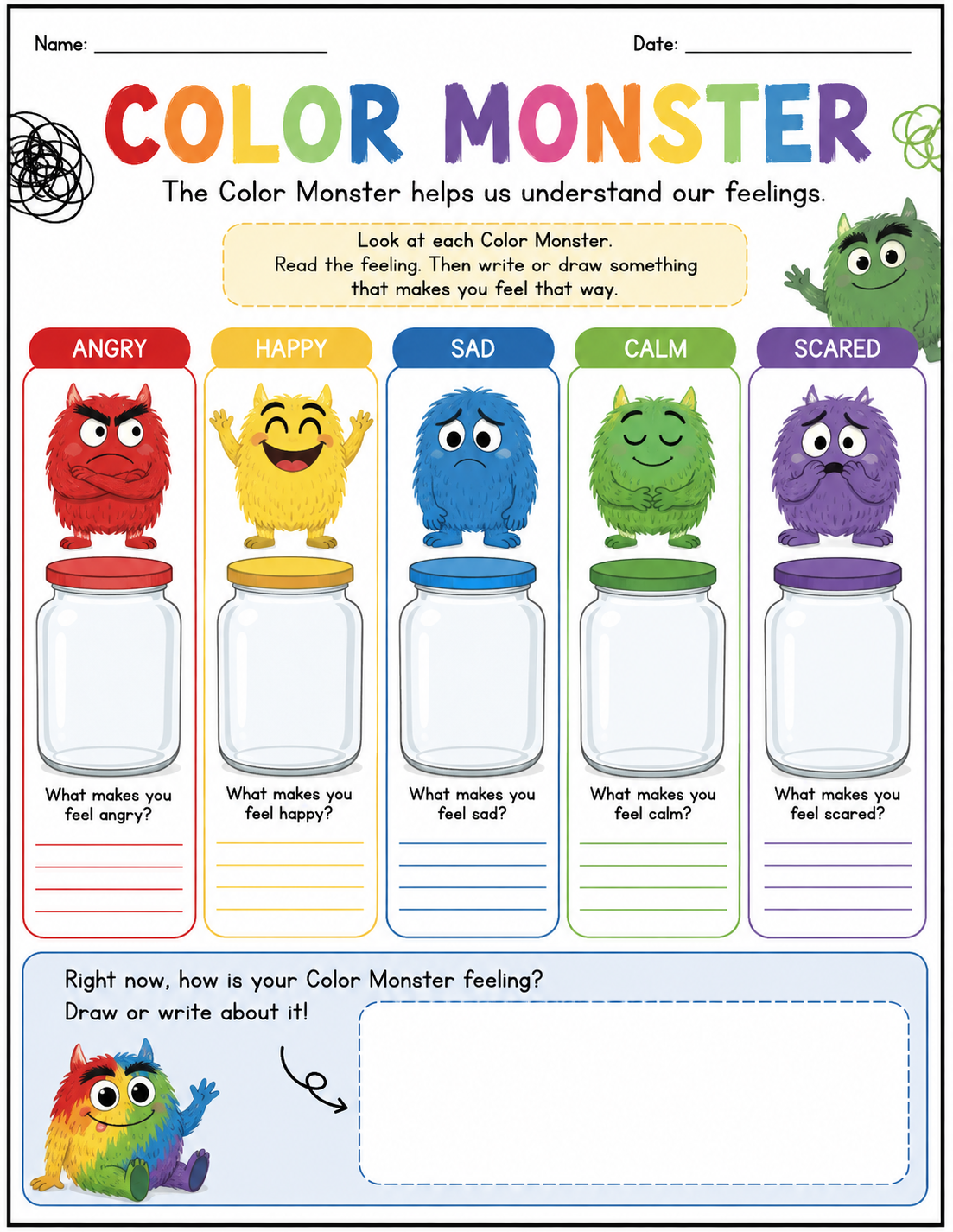 My Color Monster Worksheet