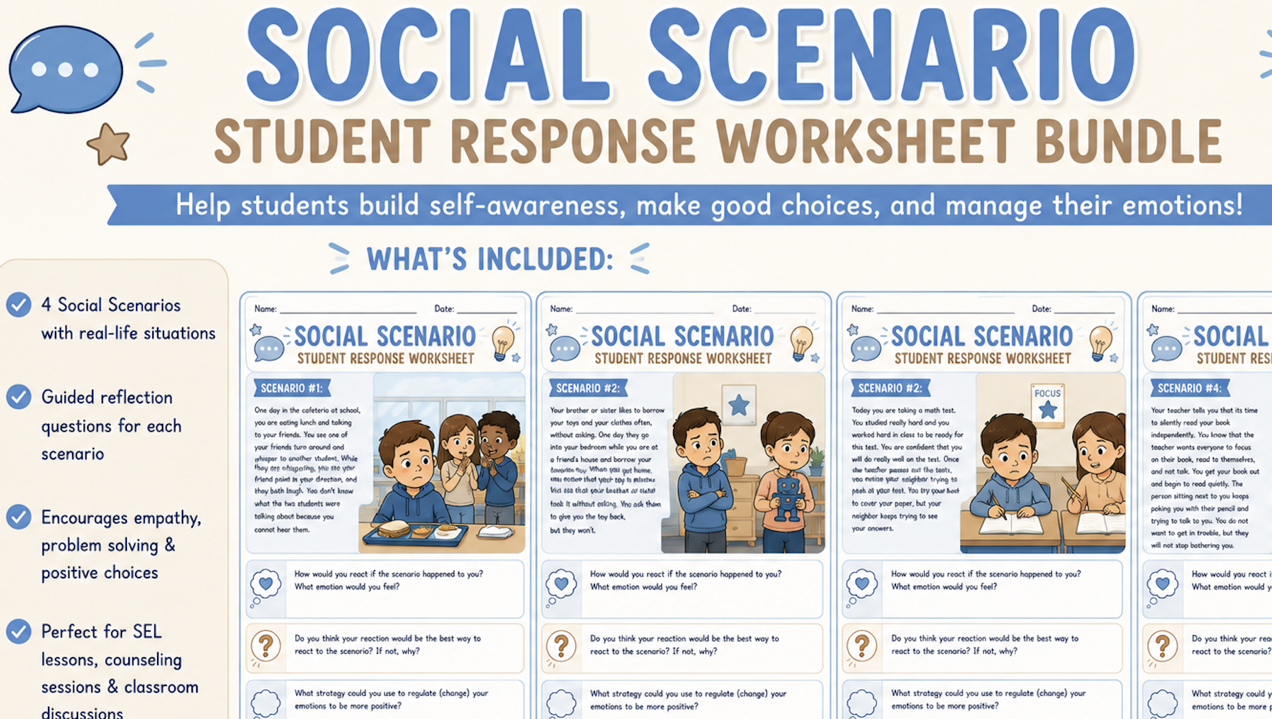 Social Scenario Response Worksheets