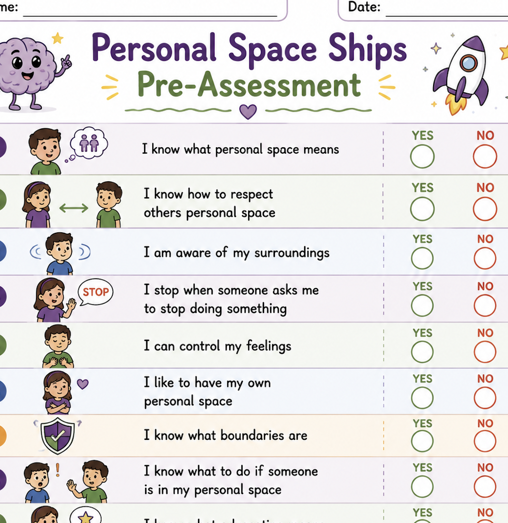 Personal Space Pre-Assessment Grades K-2
