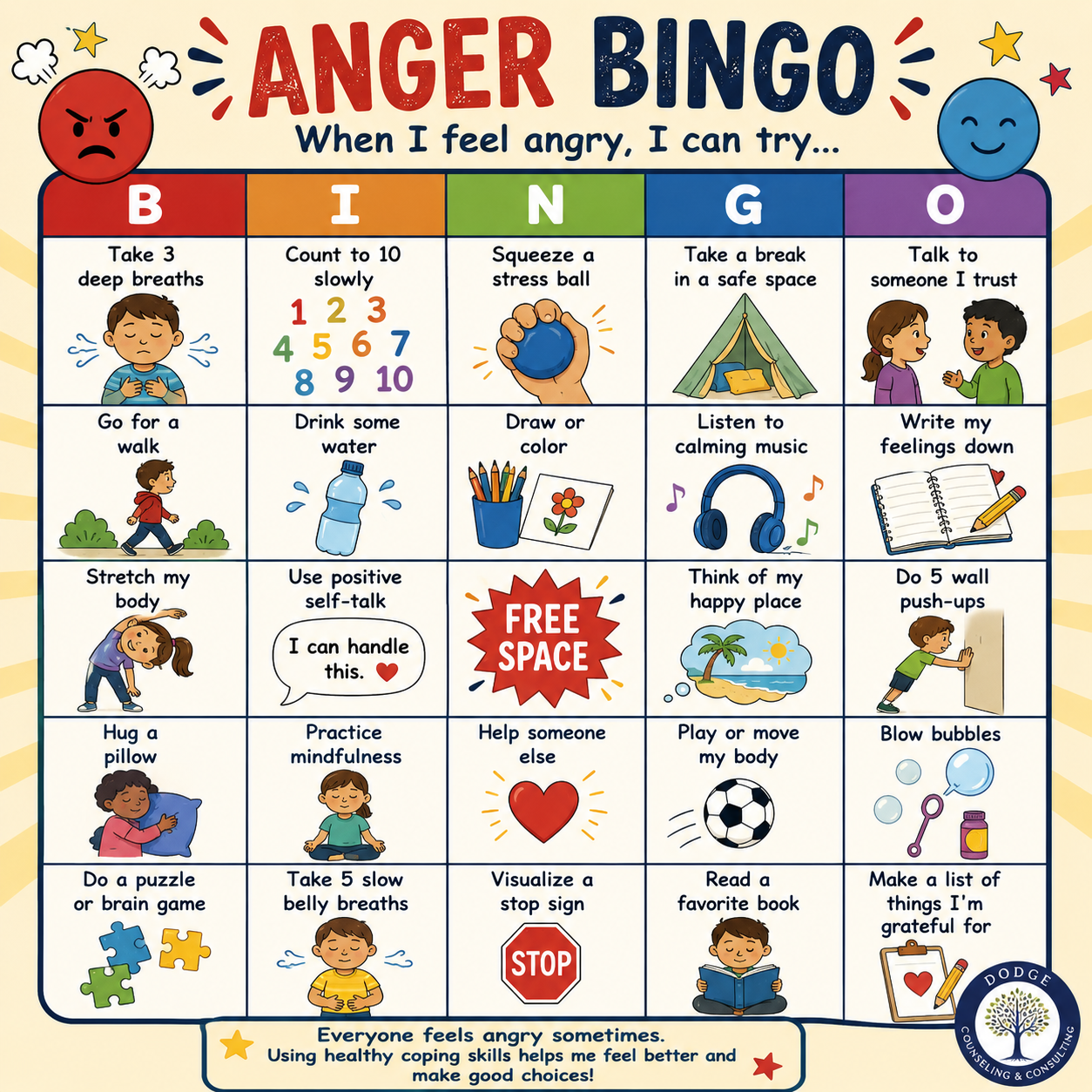 Anger Bingo Card