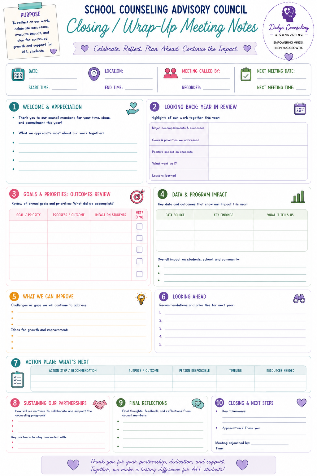 Advisory Council Meeting Template (Wrap Up/Closing)