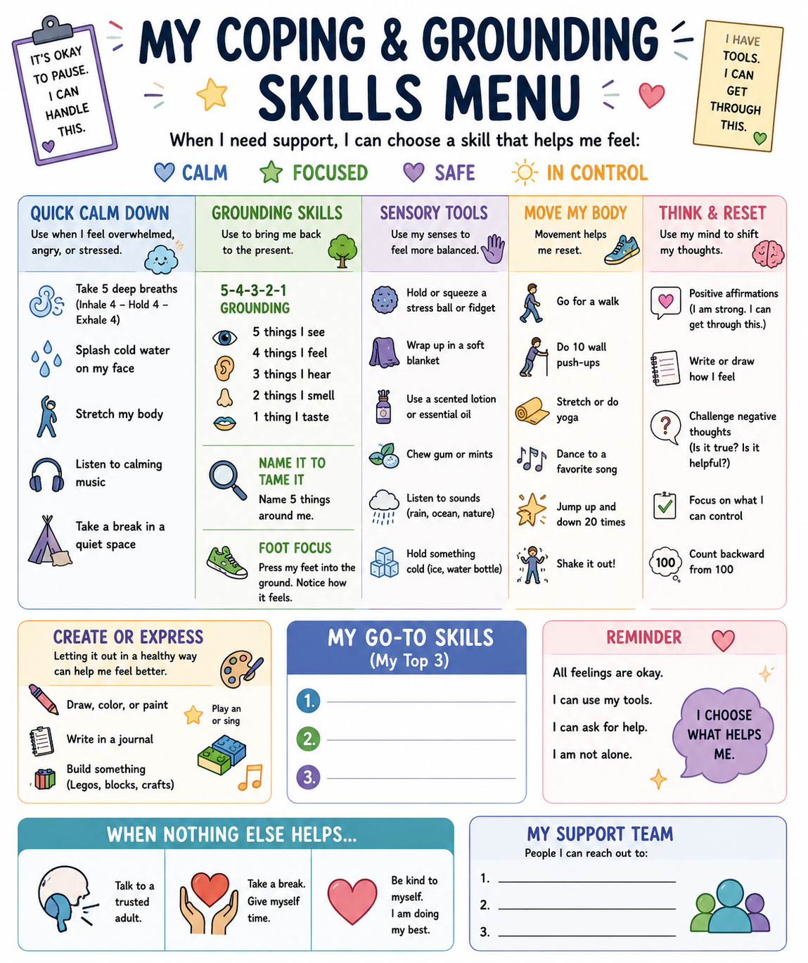 Coping and Grounding Skills Menu