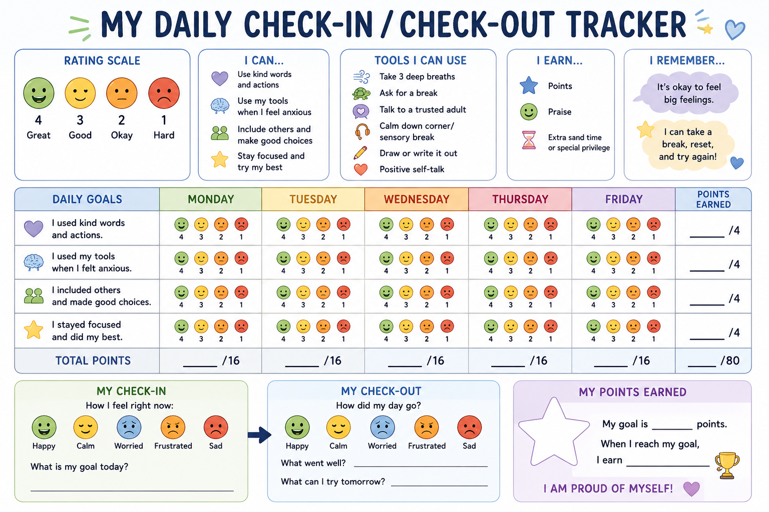 Daily/Weekly Check-in/Check-out Tracker