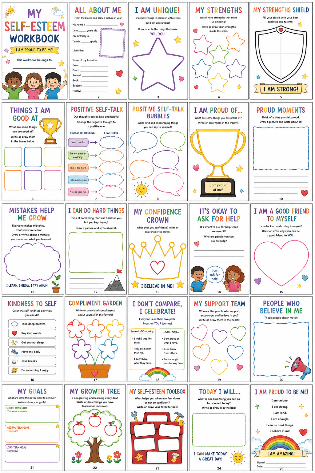 BUNDLE! My Self Esteem Workbook (K-5)
