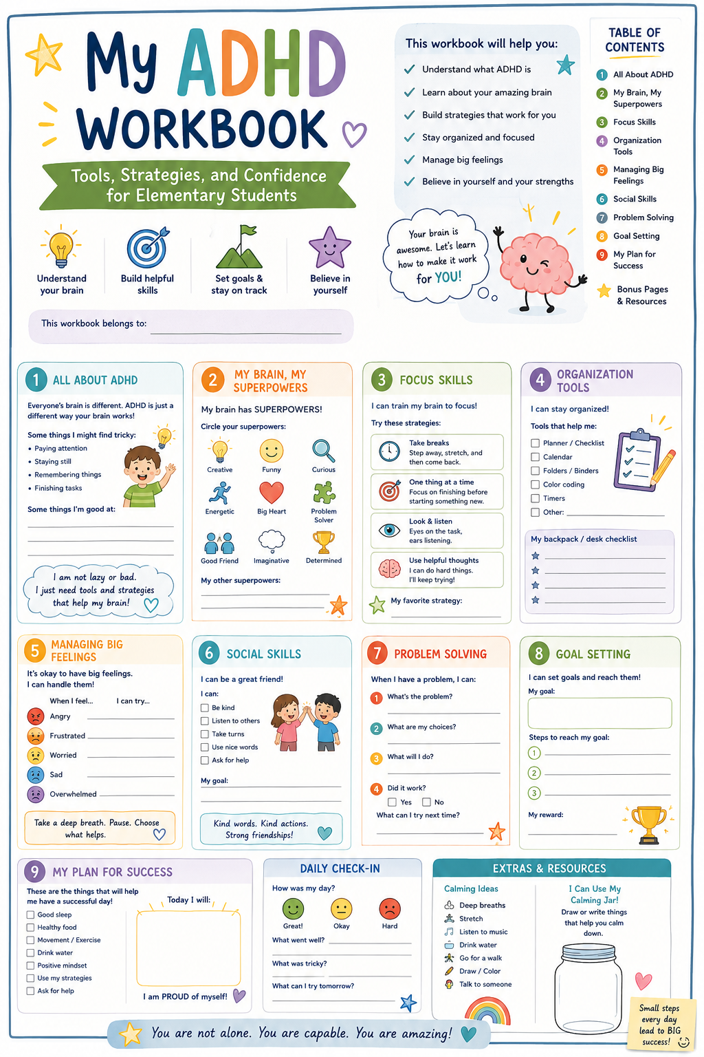 ADHD Workbook for Elementary Students