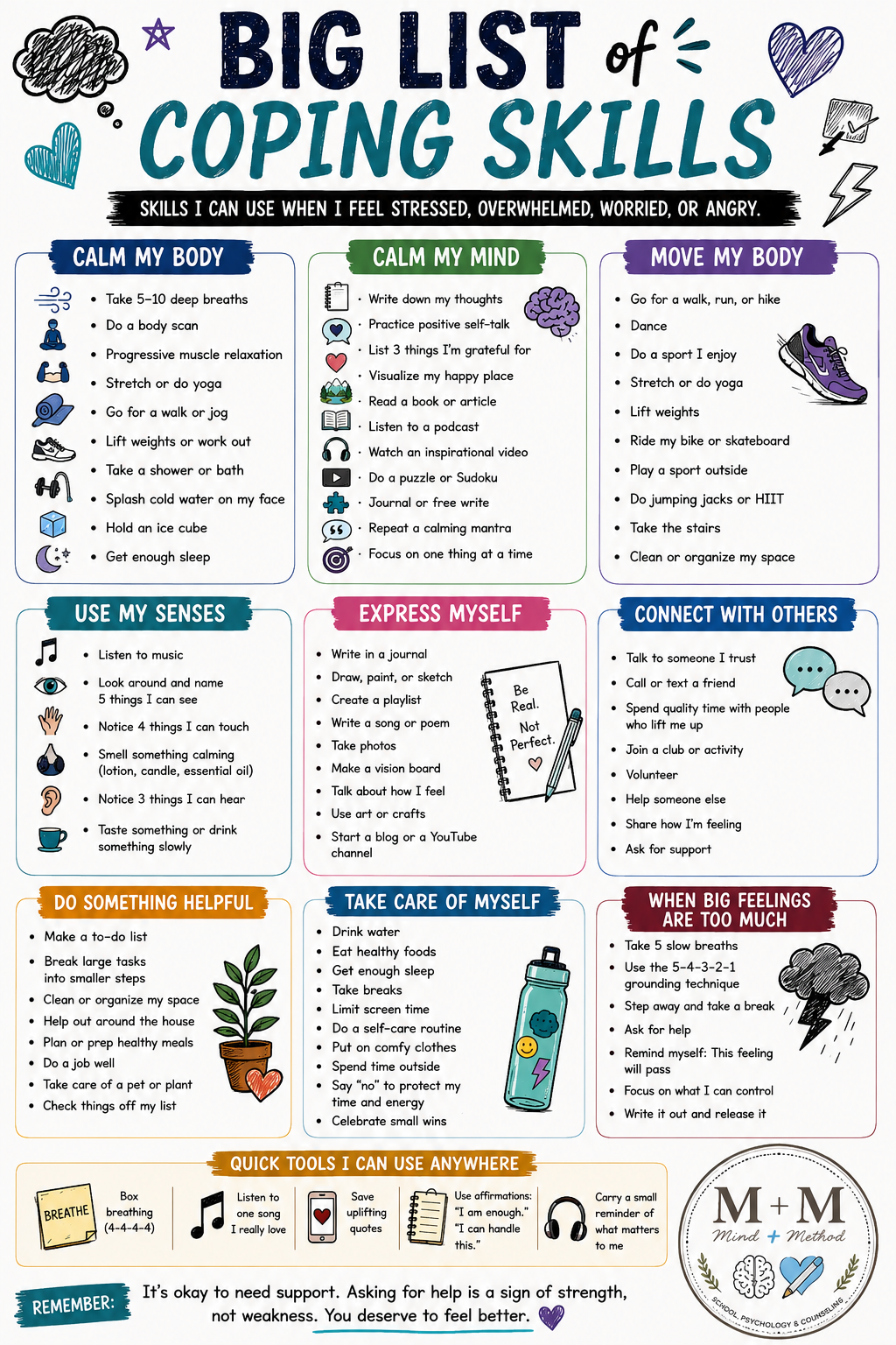 Big List of Coping Skills (9-12)